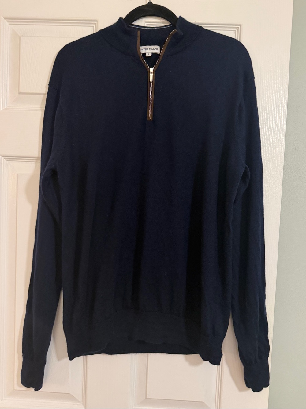 Peter Millar Men's Navy Half-Zip Sweater Merino Wool Blend